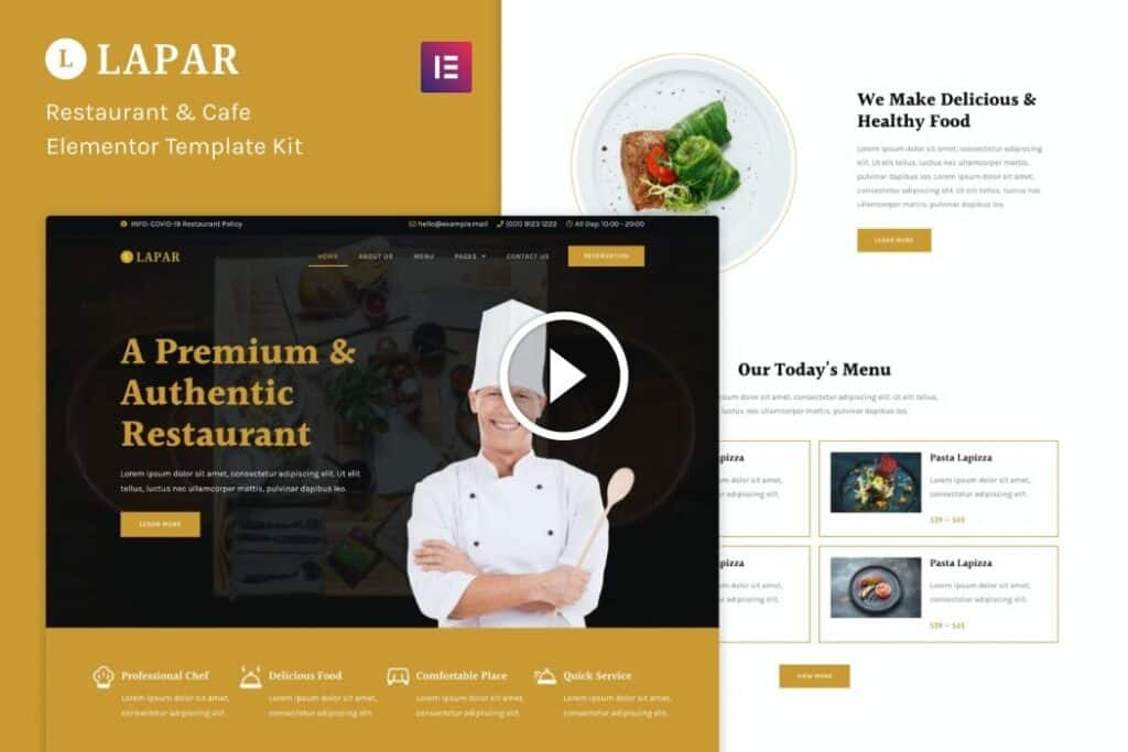 Lapar – Kit de plantillas Elementor para restaurante y cafetería