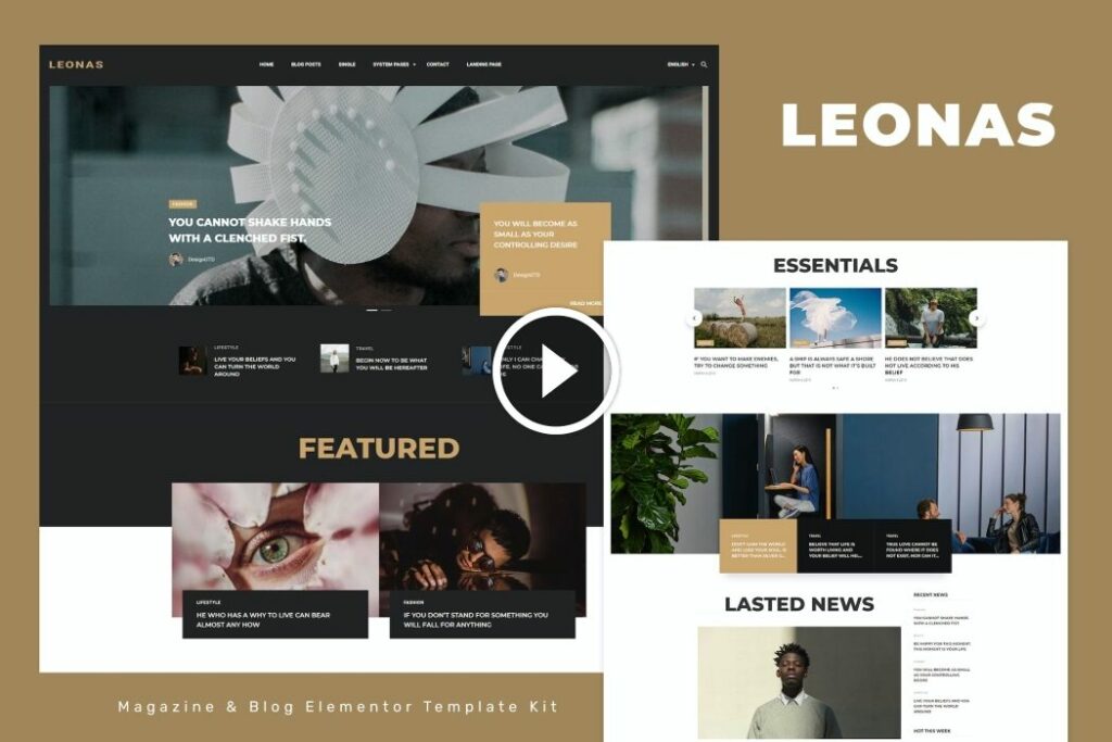 Leonas – Kit de plantillas de Elementor para blogs y revistas
