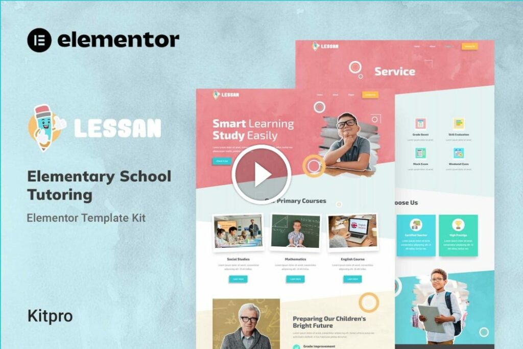 Lessan – Kit de plantilla Elementor de tutoría de la escuela primaria