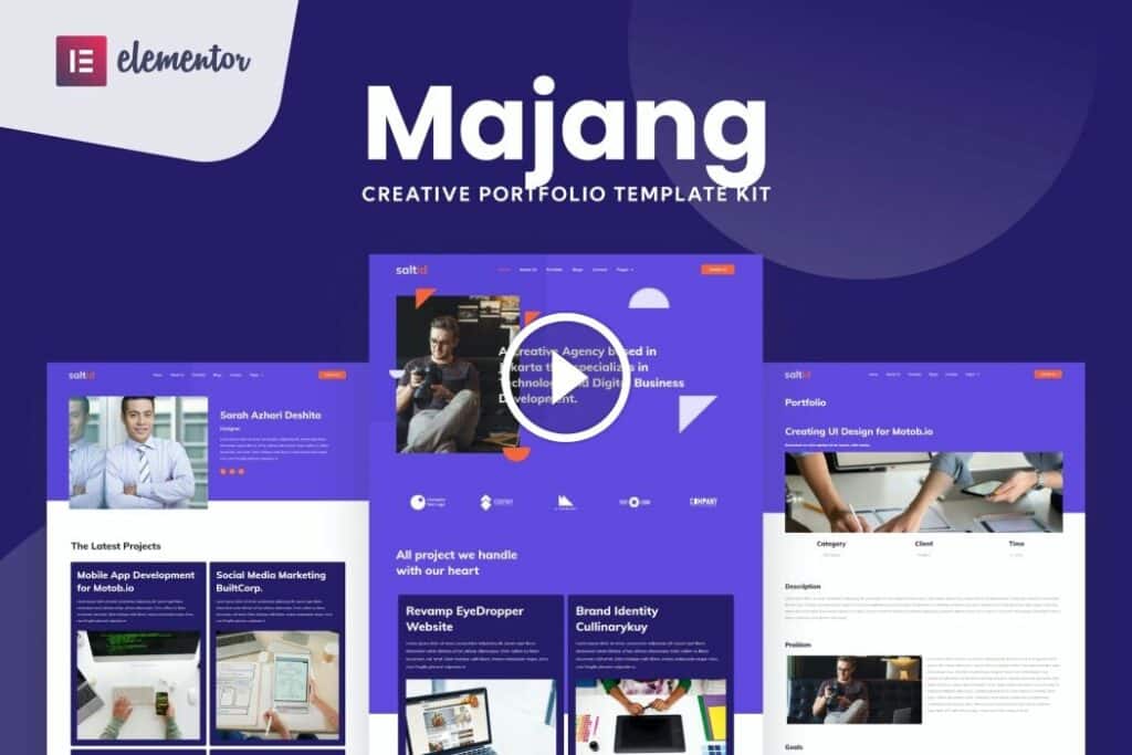 Majang – Kit de plantilla Elementor de cartera personal