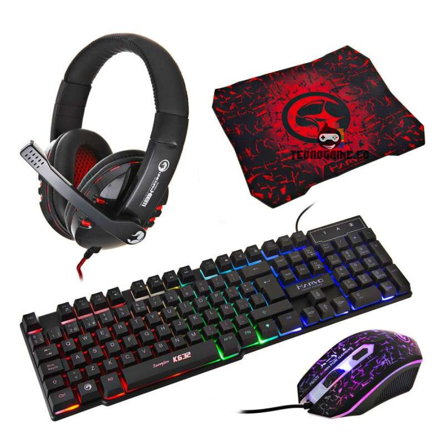 Combo Gamer Teclado, Mouse, Audif, MousePad – Marvo CM370 - Imagen 2