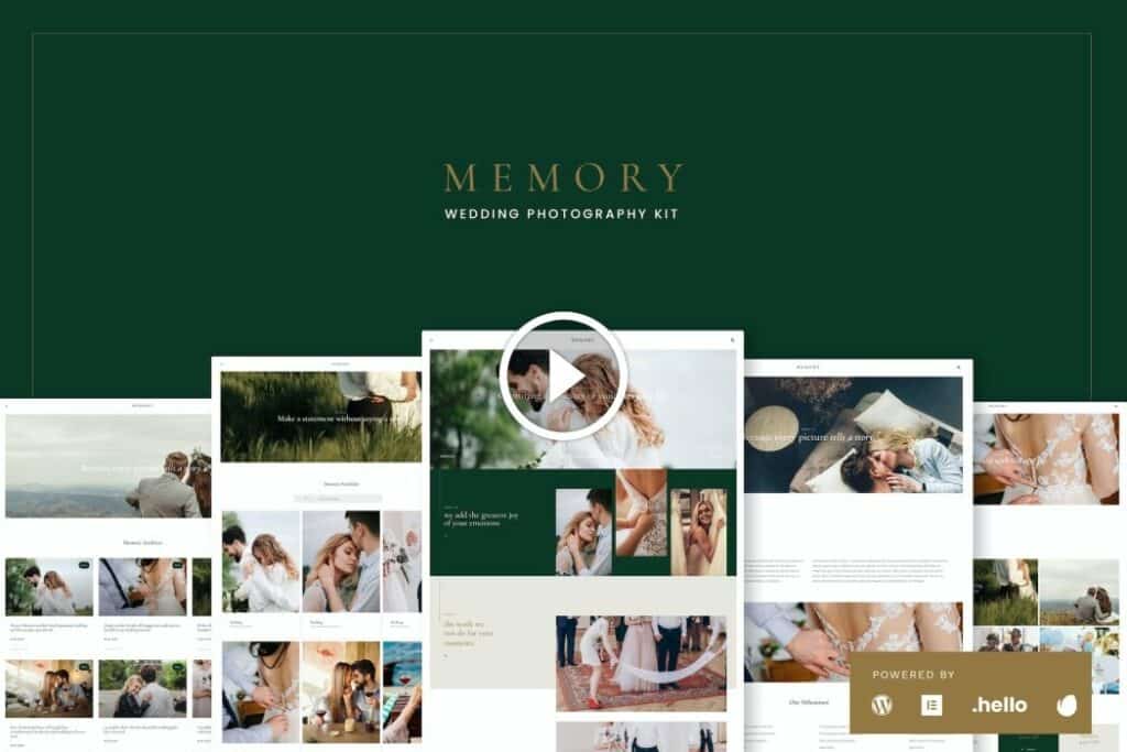 Memory – Kits de plantillas de Elementor para fotografía de bodas