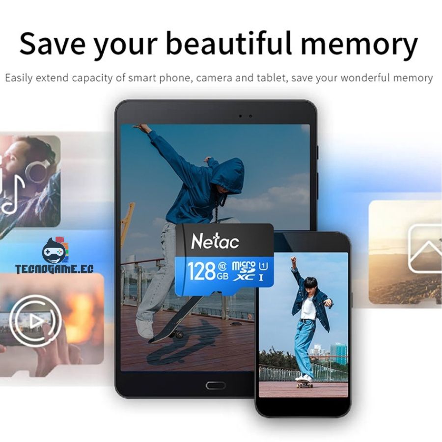Memoria 128Gb, Clase 10, MicroSD, SD – Netac - Imagen 2