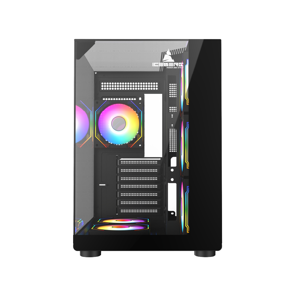 Gabinete Gamer Iceberg Crystal Cube S Mini Negro 6 Ventiladores ARGB - Imagen 4