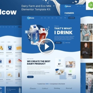 Milcow – Kit de plantilla de Elementor de leche ecológica y granja lechera