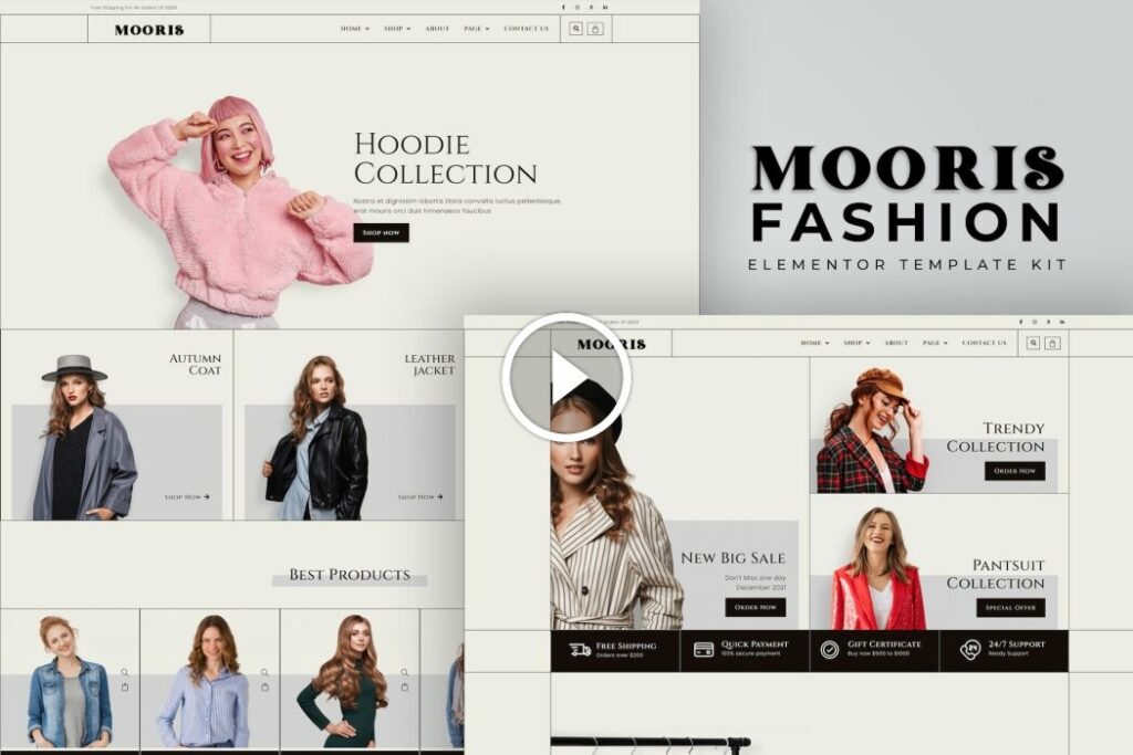 Mooris – Kit de plantillas de Elementor de moda de WooCommerce