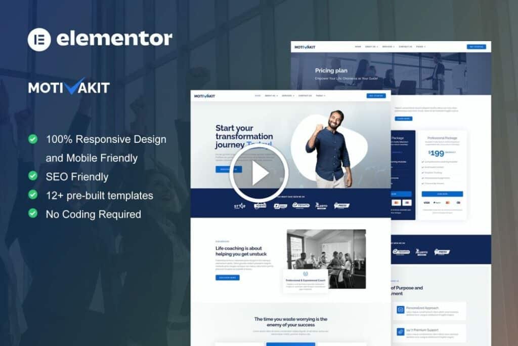 Motivakit – Kit de plantillas Elementor de Life Coach & Motivator