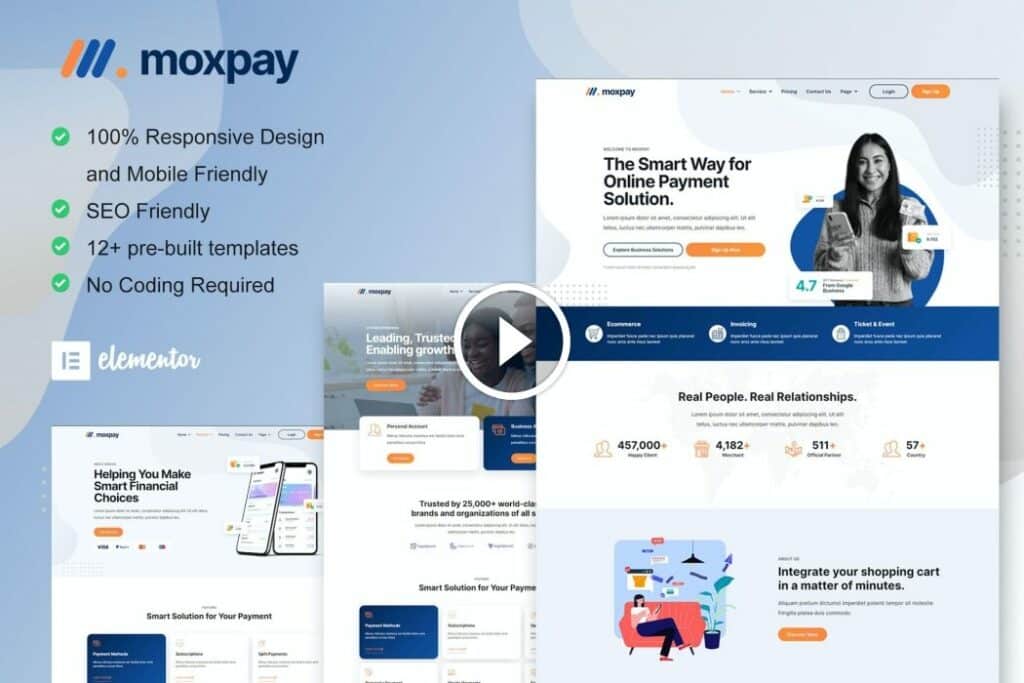 Moxpay – Kit de plantilla Elementor de pasarela de pago en línea