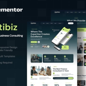Optibiz – Kit de plantillas Elementor para consultoría financiera y empresarial