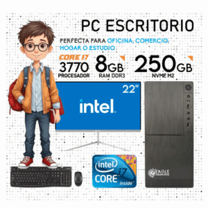 COMPUTADORA PC INTEL CORE I7 3770, RAM 8gb, SSD 250gb, MONITOR 22 FHD, KIT LOGITECH