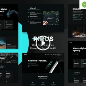PIRUS: kit de plantillas Elementor de la agencia digital oscura