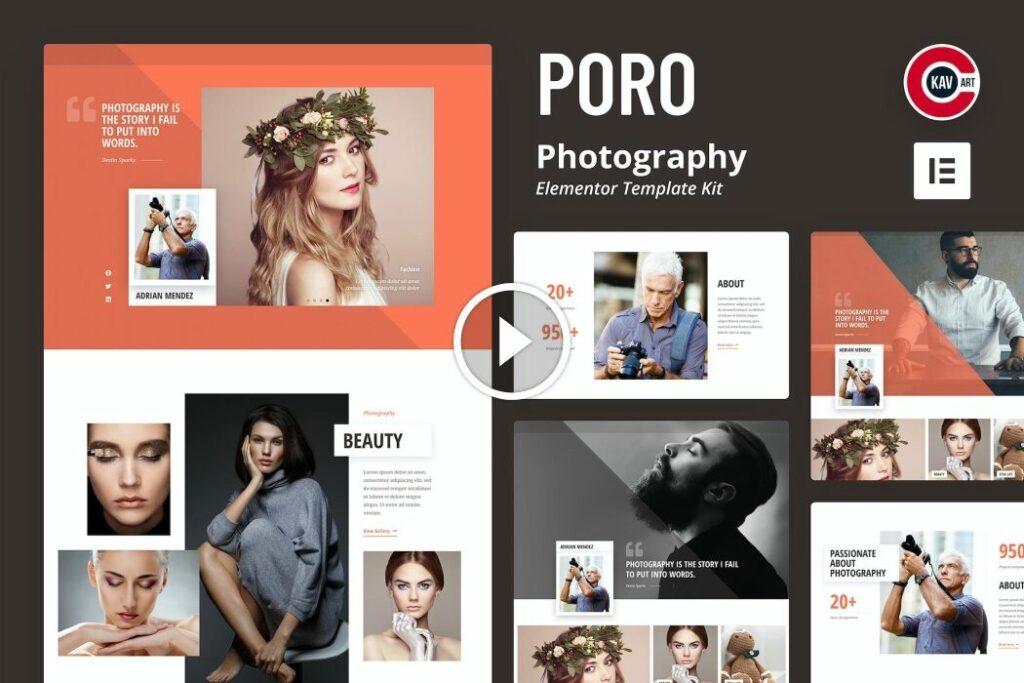 Poro – Kit de plantilla de Elementor de fotografía