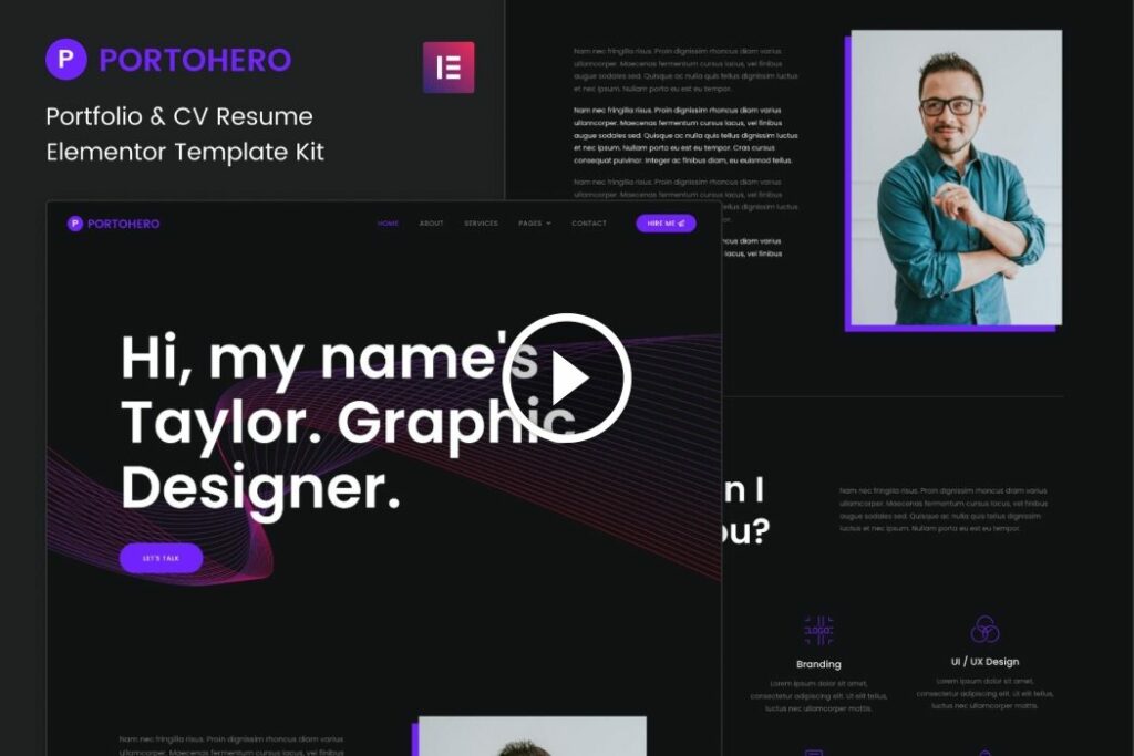 Portohero – Kit de plantilla de Elementor para portafolio personal y CV