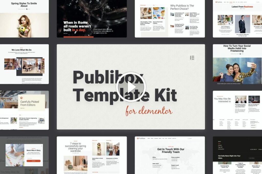 Publibox – Kit de plantillas Elementor para blogs y revistas