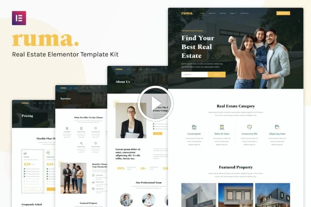 Ruma – Kit de plantilla Elementor inmobiliario