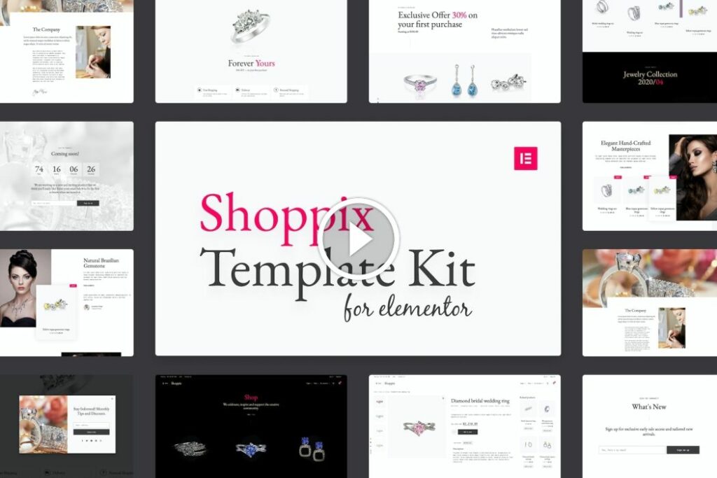 Shoppix – Kit de plantilla de Elementor de tienda de joyería
