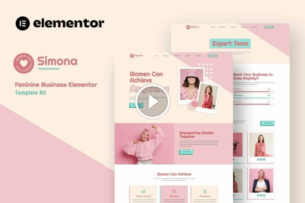 Simona – Kit de plantillas Elementor de negocios femeninos