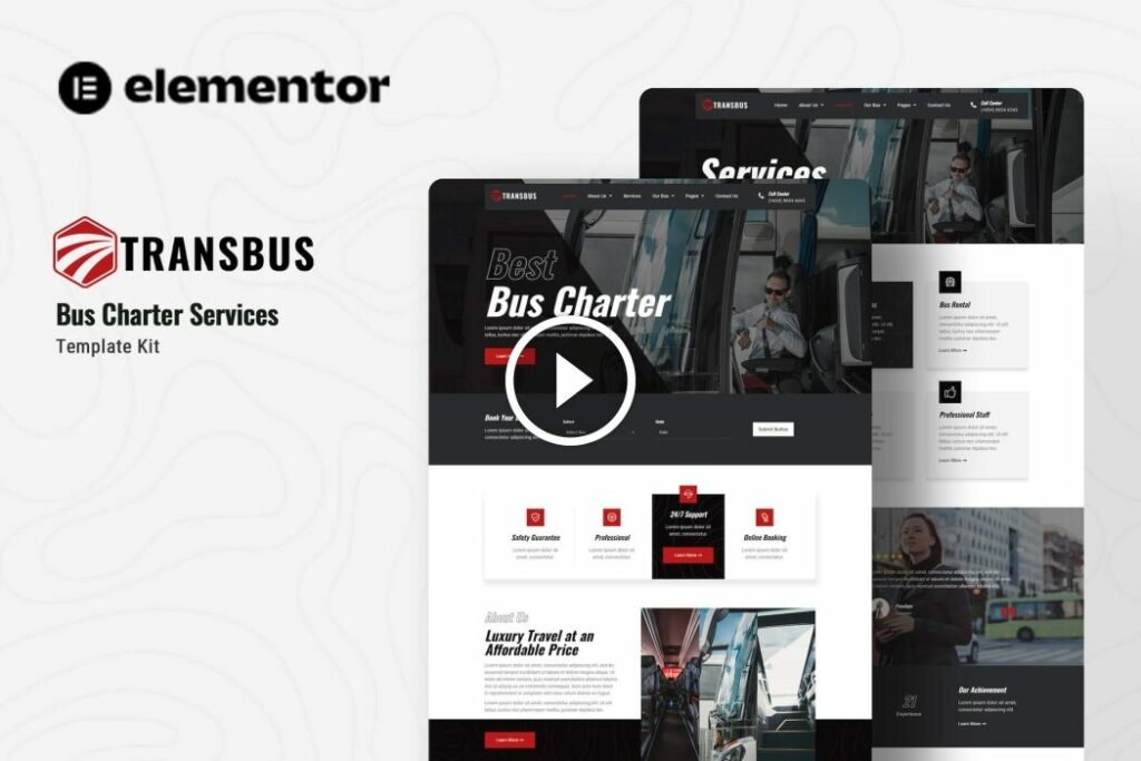 Transbus – Bus Charter Service Elementor Template Kit