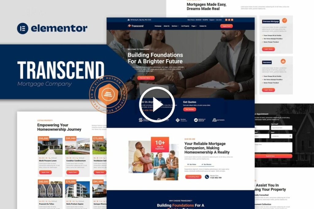 Transcend – Mortgage Lending Elementor Template Kit