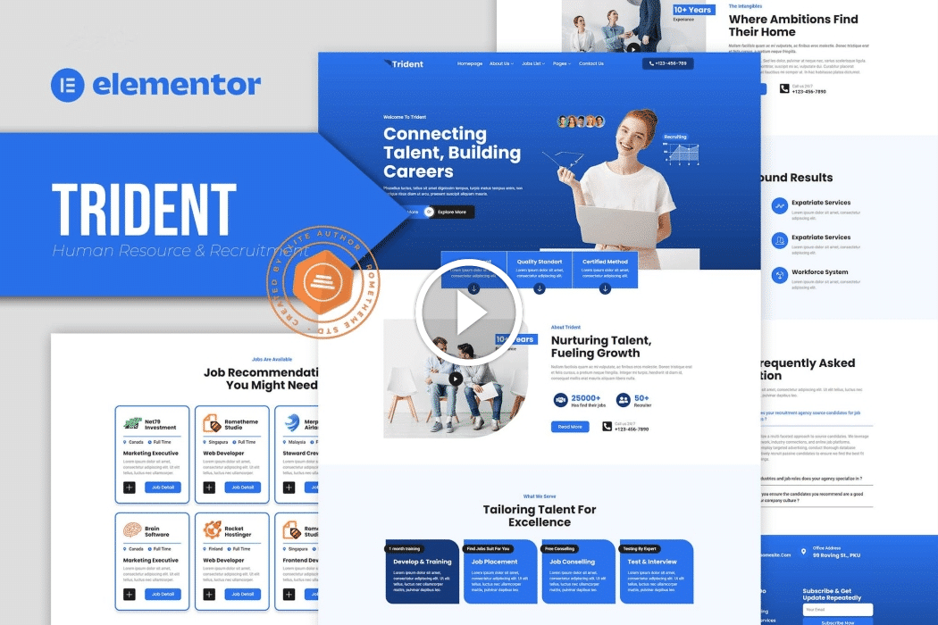 Trident – Human Resource & Recruitment Agency Elementor Template Kit