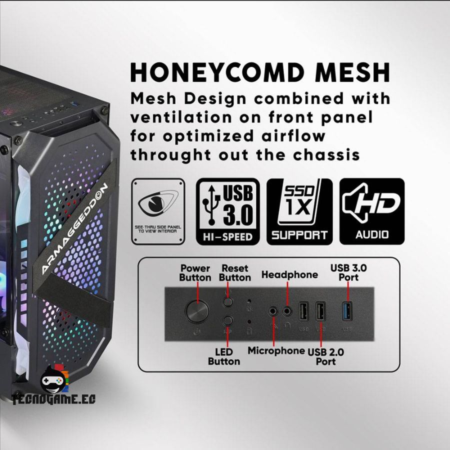 Case Gamer, Mid T, 4Fan Argb – Armaggeddon Tritron PRO200 - Imagen 2