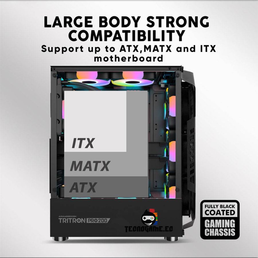 Case Gamer, Mid T, 4Fan Argb – Armaggeddon Tritron PRO200 - Imagen 4