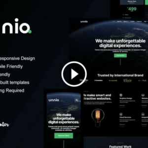 Unniq: kit de plantillas Elementor de la agencia creativa digital oscura