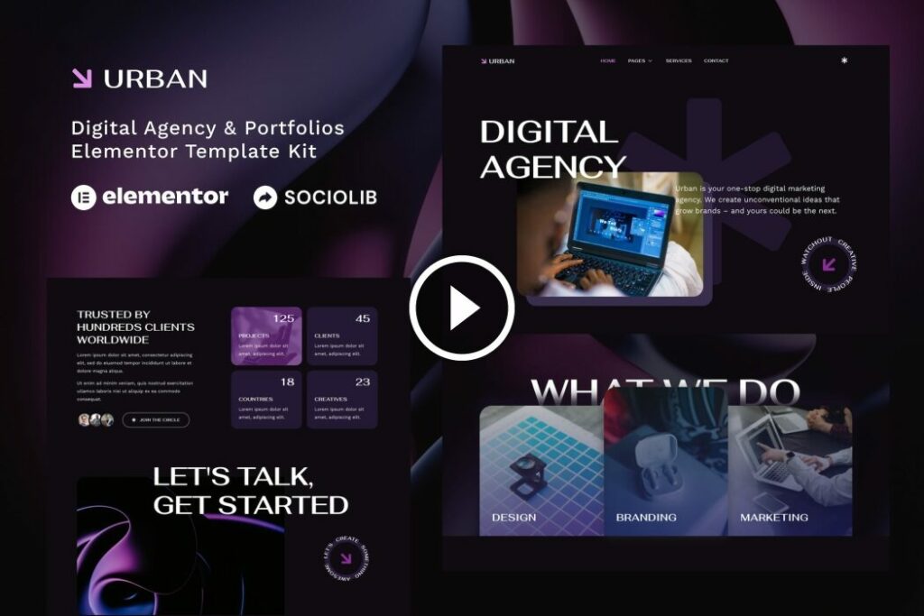 Urban – Dark Digital Agency & Portfolios Elementor Template Kit