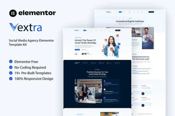 Vextra: kit de plantillas de Elementor para agencias de redes sociales