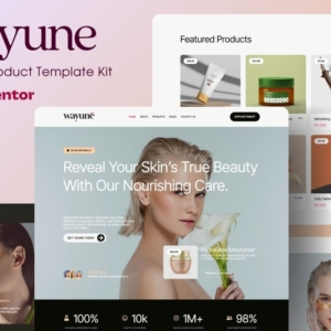 Wayune – Kit de plantillas de Elementor para productos de cuidado de belleza