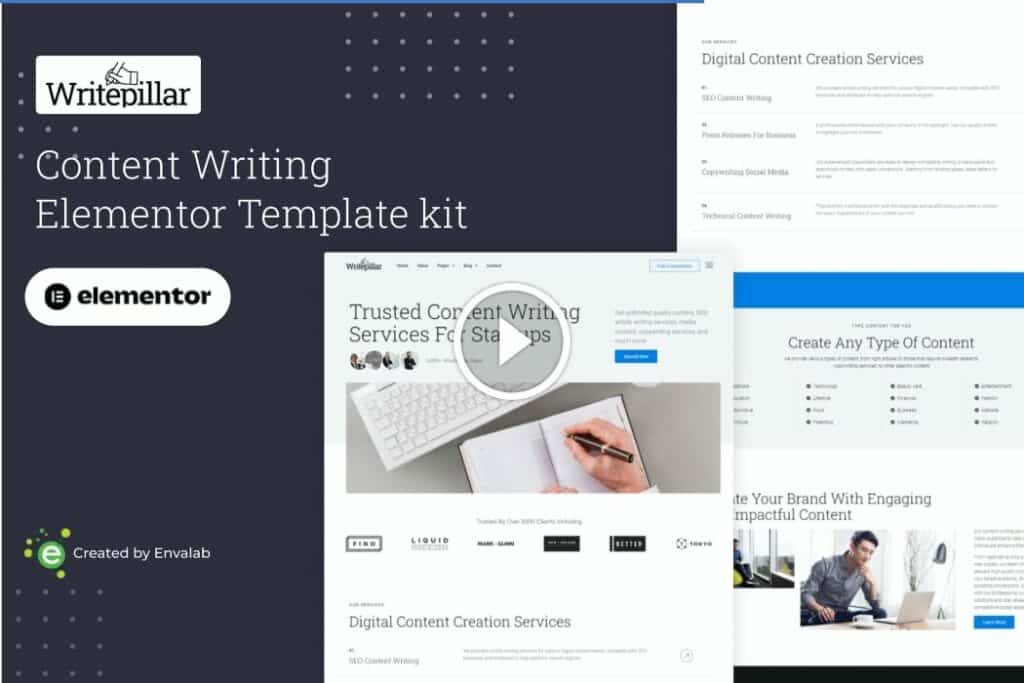 Writepillar – Content Writing Services Elementor Template Kit