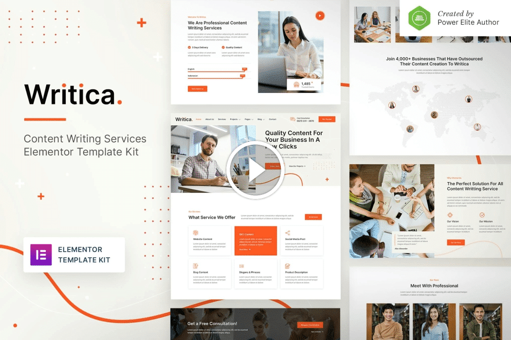 Writica: Content Writing Services Elementor Template Kit