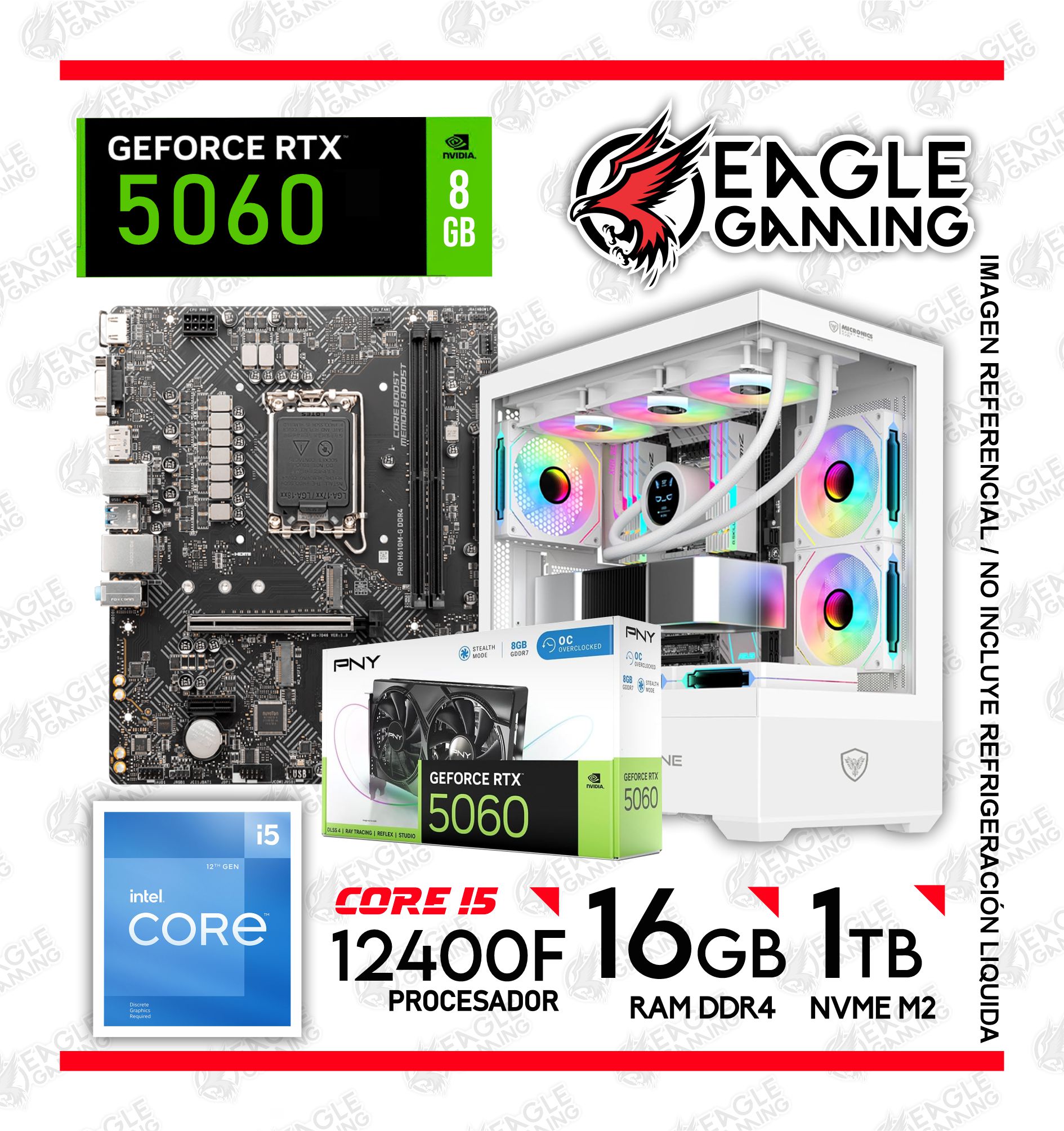COMPUTADORA GAMER CORE I5 12400F ,RTX 5060 8GB , 1TB NVME M2, 16GB RAM DDR4