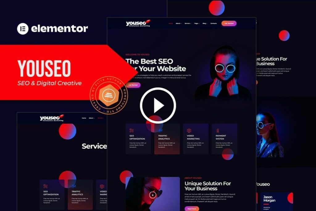 Youseo – Kit de plantilla Elementor para agencia creativa digital y SEO