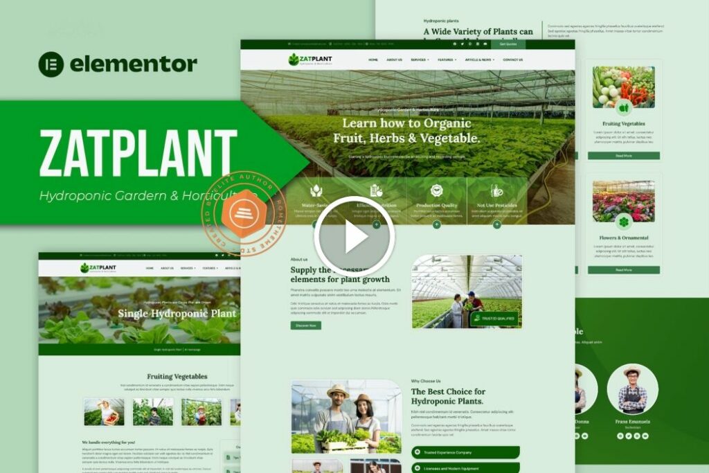 Zatplant – Hydroponic Garden & Horticulture Elementor Template Kit