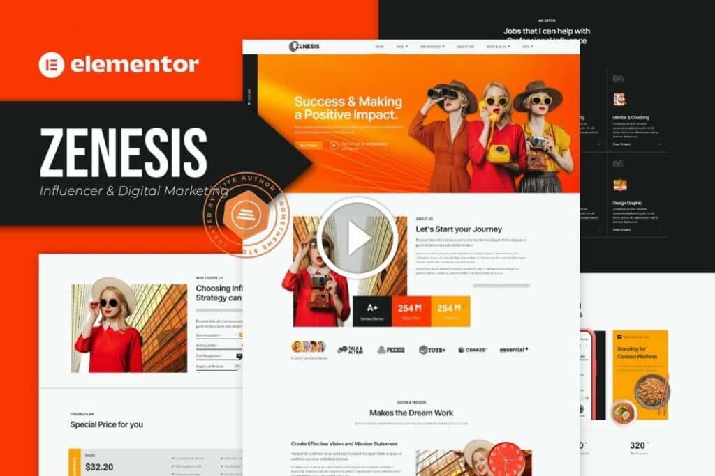 Zenesis – Digital Marketing & Influencer Elementor Template Kit