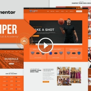 Zumper – Kit de plantilla Elementor de club de baloncesto y academia