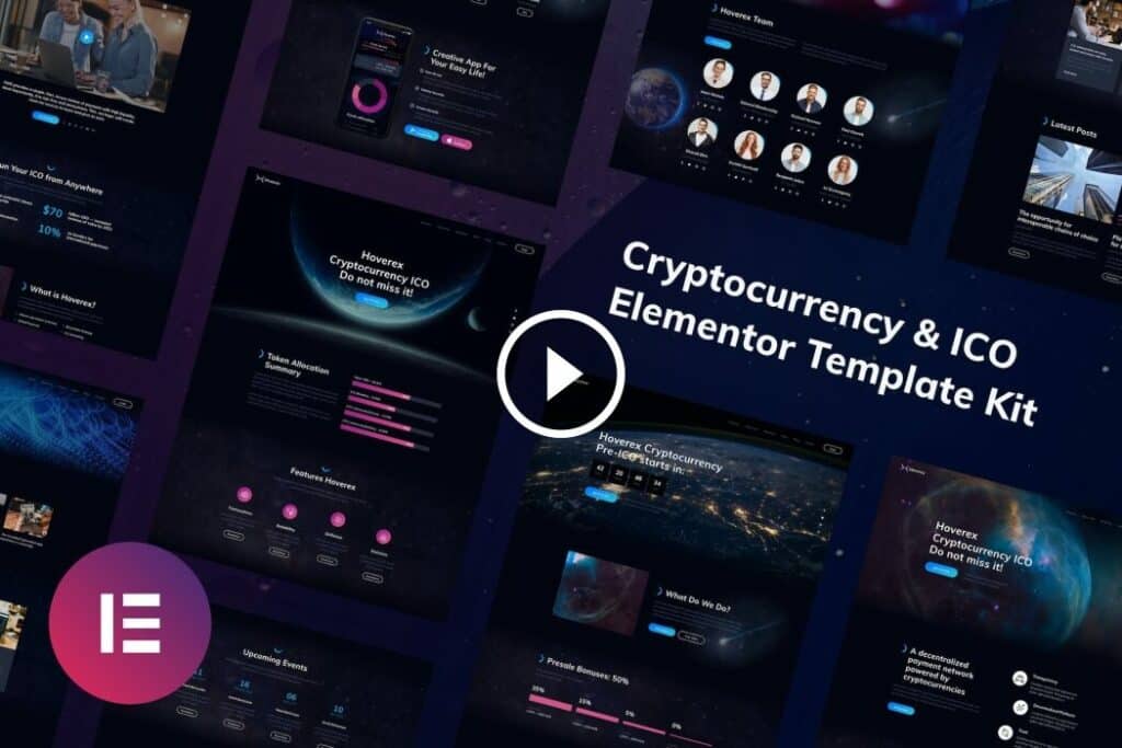 Hoverex | Kit de plantilla Elementor de Criptomoneda y ICO