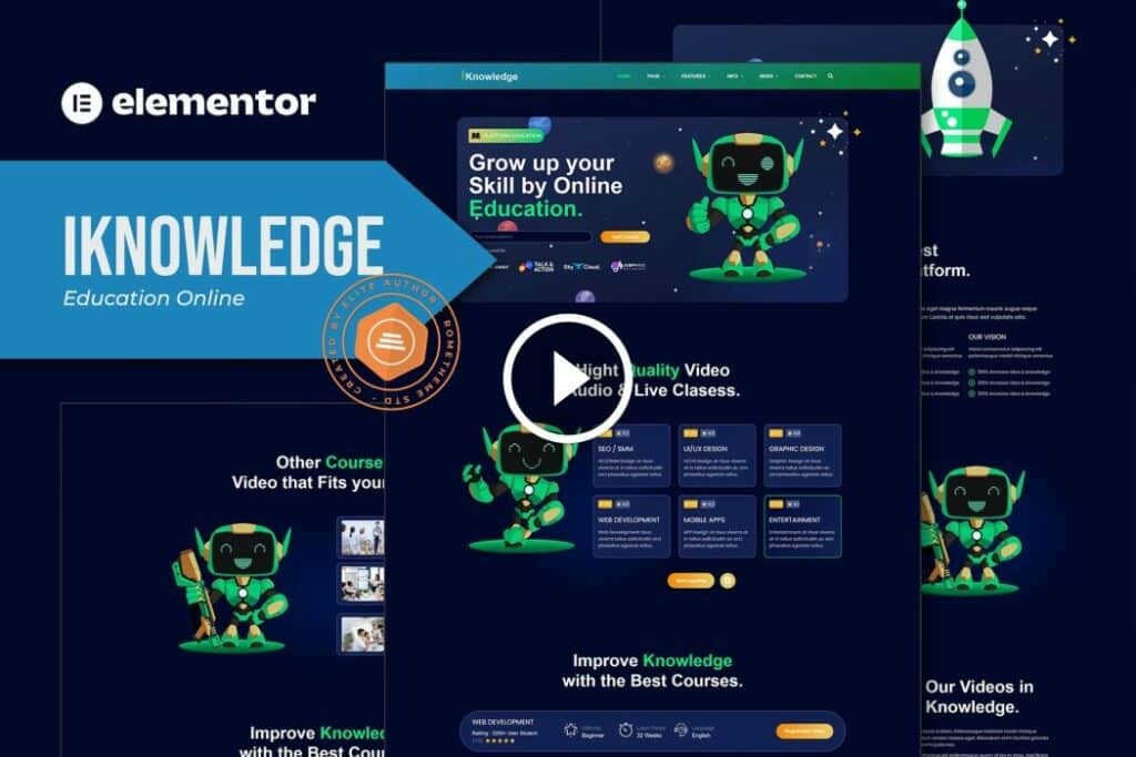 iKnowledge: kit de plantillas Elementor para la plataforma educativa y de aprendizaje en línea