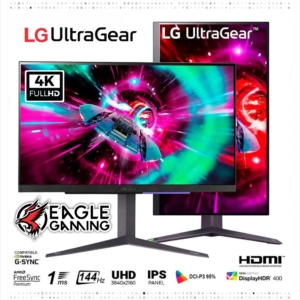 MONITOR LED 27″ LG 27GR93U-B ULTRAGEAR 4K UHD, 1MS, 144Hz, HDMI/DP, FREE-SYNC & G-SYNC COMPATIBLE
